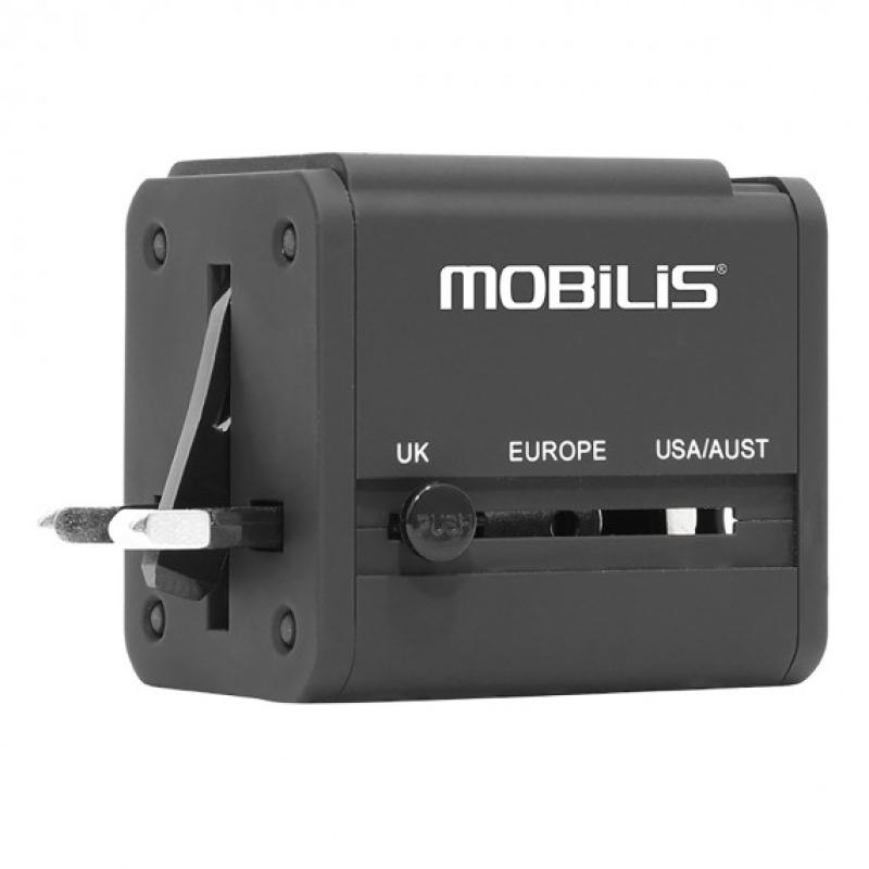 Mobilis Worldwide Reiseadapter 2 USB (100-240 V - 2x0,5A) Kompatibel 155 L&auml;nder-Softbag 001243