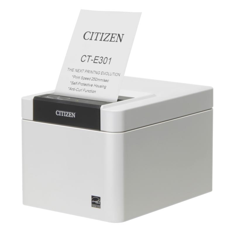 Citizen CT-E301, USB, RS232, Ethernet, 8 Punkte/mm (203dpi), Cutter, wei&szlig;