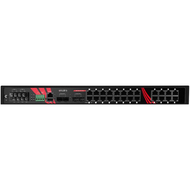 28-Port Industrial Managed PoE+ Switch, 4 x SFP+, erw. Temperaturbereich