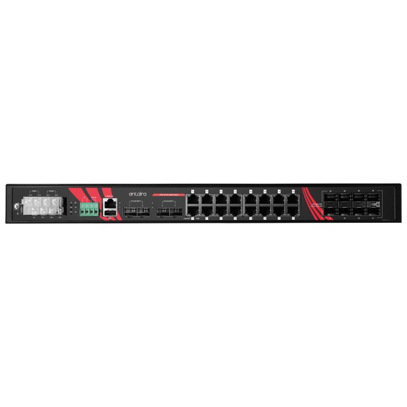 28-Port Industrial Managed Gigabit Ethernet PoE+ Switch, erw. Temperaturbereich